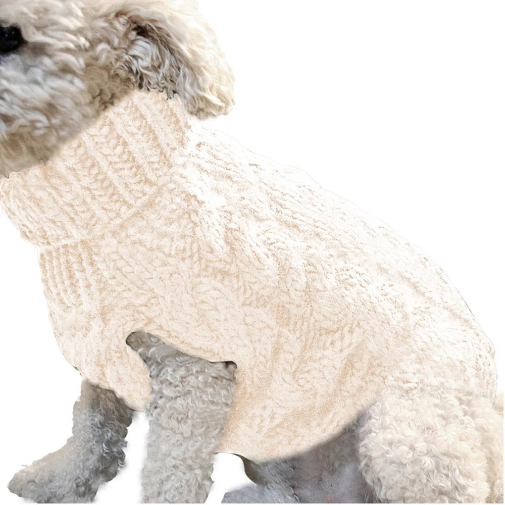 "Pawjoy"New Pet Small Pet Dog Clothes Sweater Fashion Autumn Winter Solid Fried Dough Twists Knitting Warm Comfort Clothing