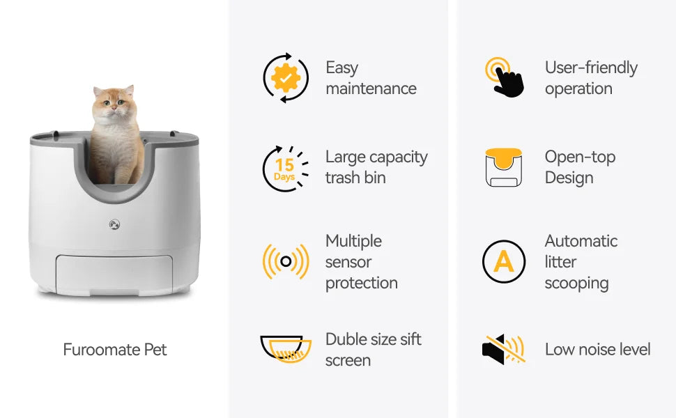 "Pawjoy"Self-Cleaning Cat Litter Box Open-Top Design with Advanced Safety Sensors Extra Large Capacity for Multi-Cat Homes Hassle-Free