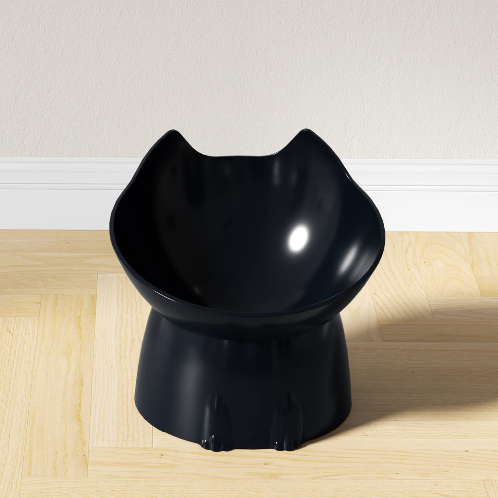 "Pawjoy"1pc WhiskerWare Elevated Cat Bowl, Anti-Tip Plastic Raised Pet Feeding Dish with Tilted Edge, Neck Protection Kitty Food