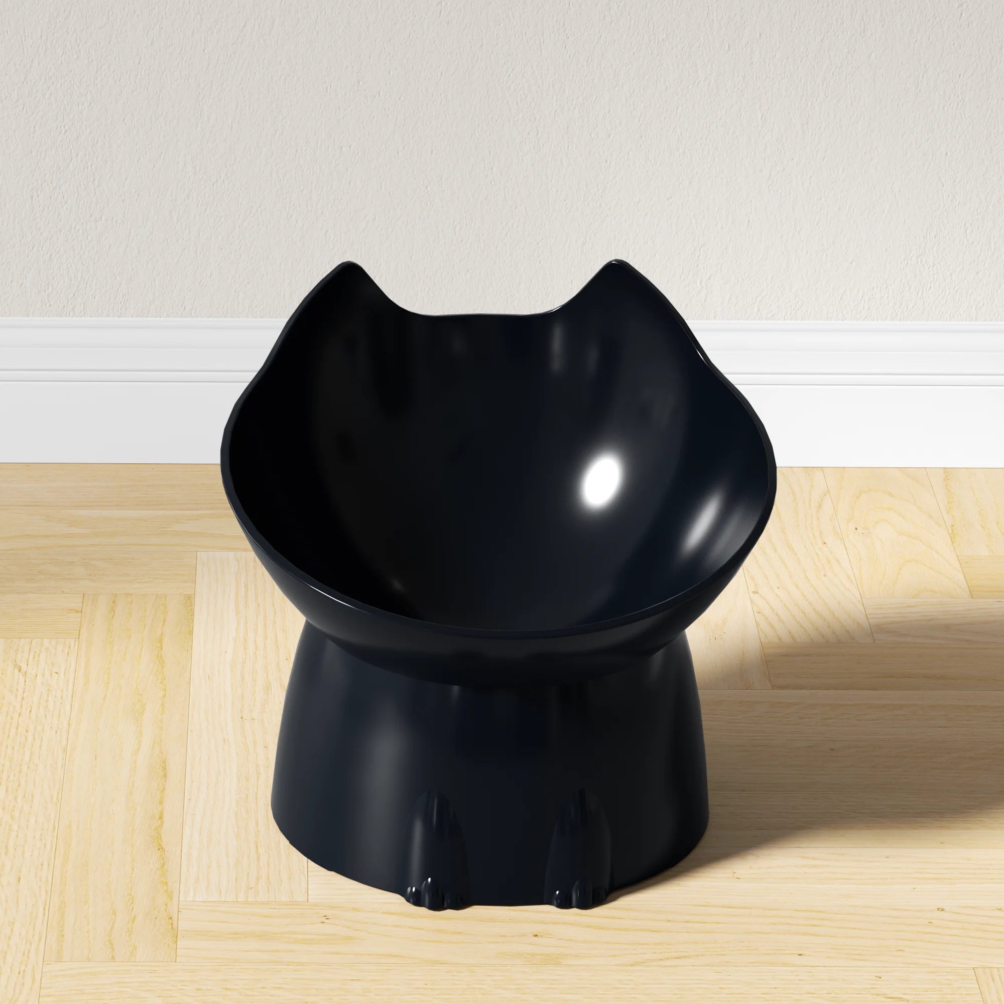 "Pawjoy"1pc WhiskerWare Elevated Cat Bowl, Anti-Tip Plastic Raised Pet Feeding Dish with Tilted Edge, Neck Protection Kitty Food