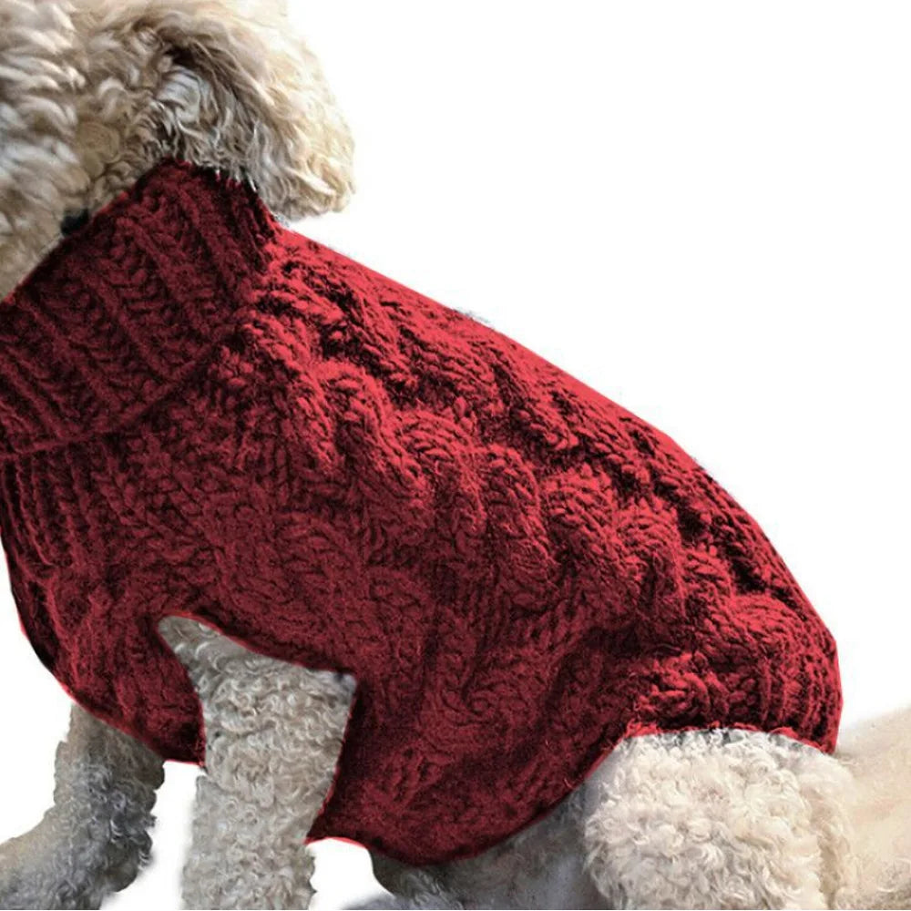 "Pawjoy"New Pet Small Pet Dog Clothes Sweater Fashion Autumn Winter Solid Fried Dough Twists Knitting Warm Comfort Clothing