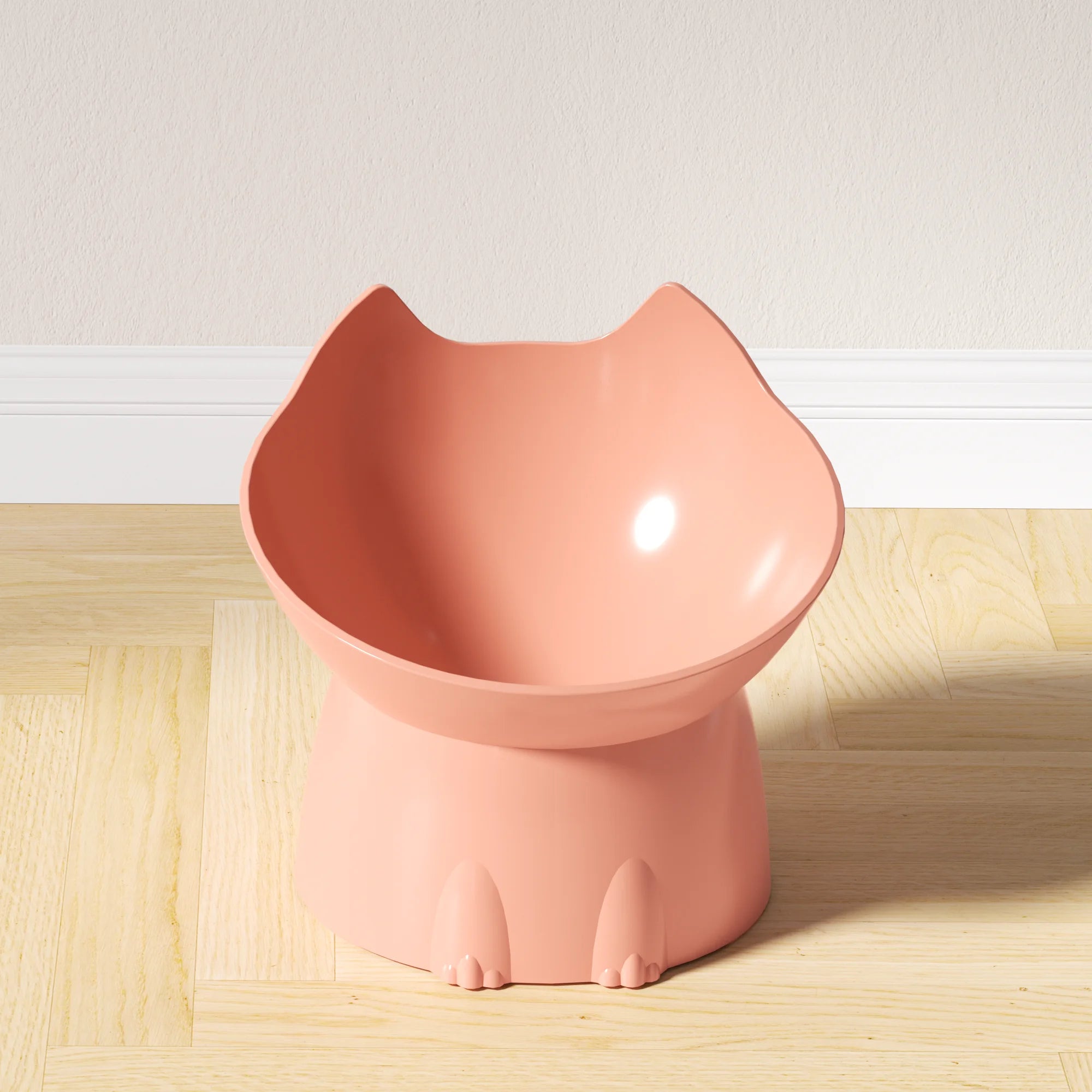 "Pawjoy"1pc WhiskerWare Elevated Cat Bowl, Anti-Tip Plastic Raised Pet Feeding Dish with Tilted Edge, Neck Protection Kitty Food