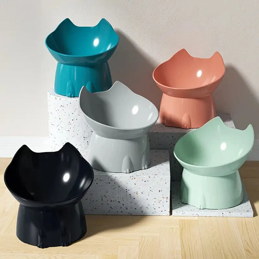 Pawjoy Elevated Cat Bowl 🐾 — anti-tip, tilted-edge design for comfortable feeding and gentle neck support for your kitty.